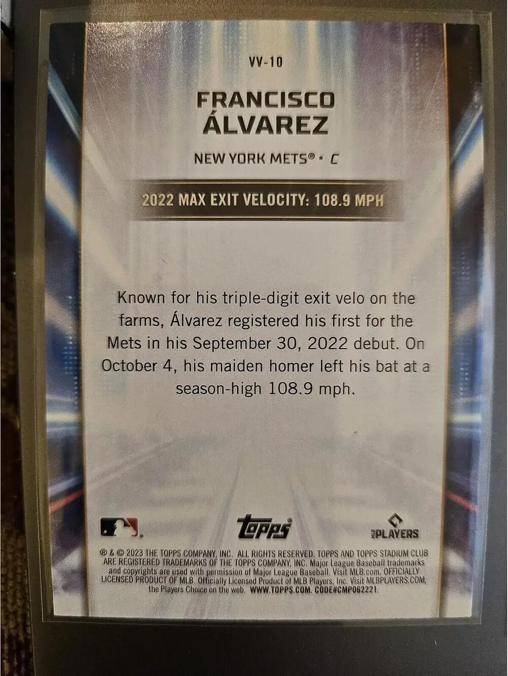 Francisco Alvarez (RC) 2023 Topps Stadium Club Virtuosos of Velocity #VV-10